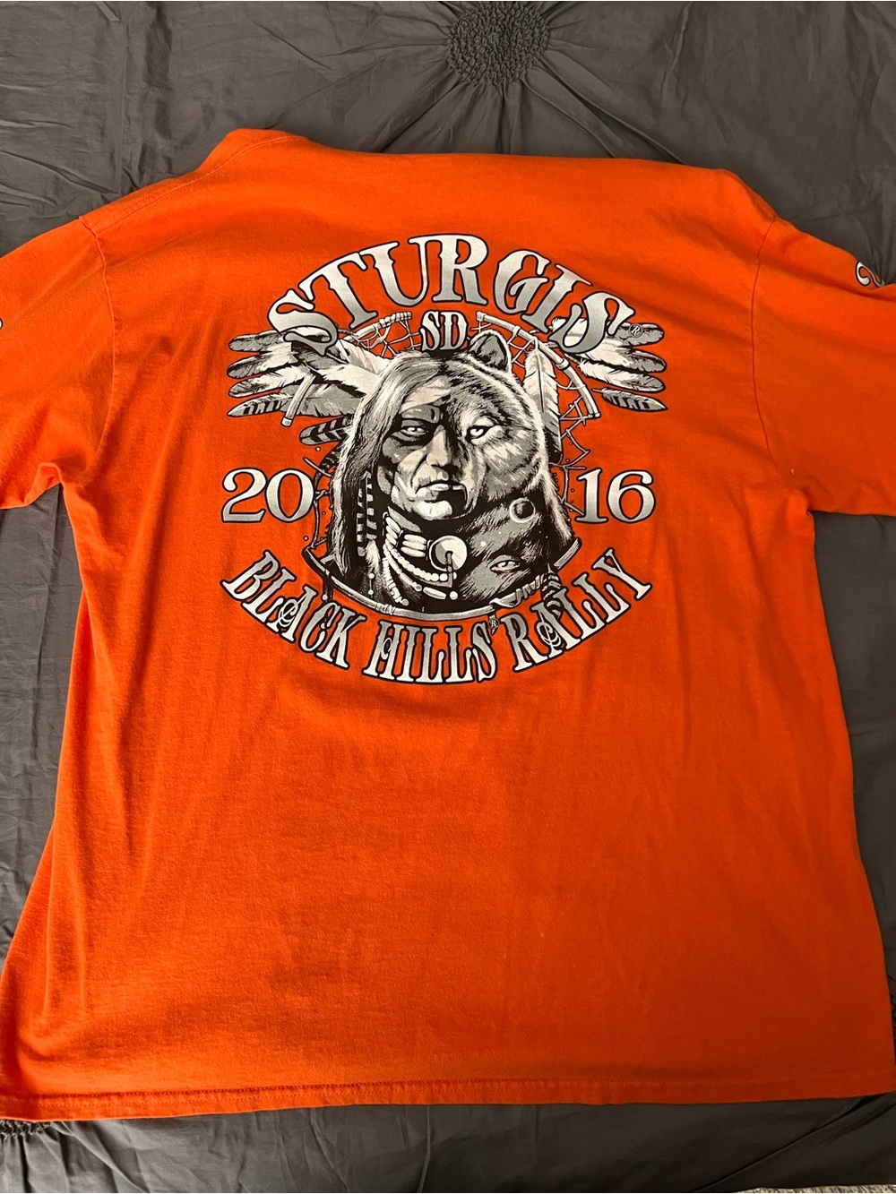 Sturgis Black Hills Rally 2016 Orange Graphic Tee